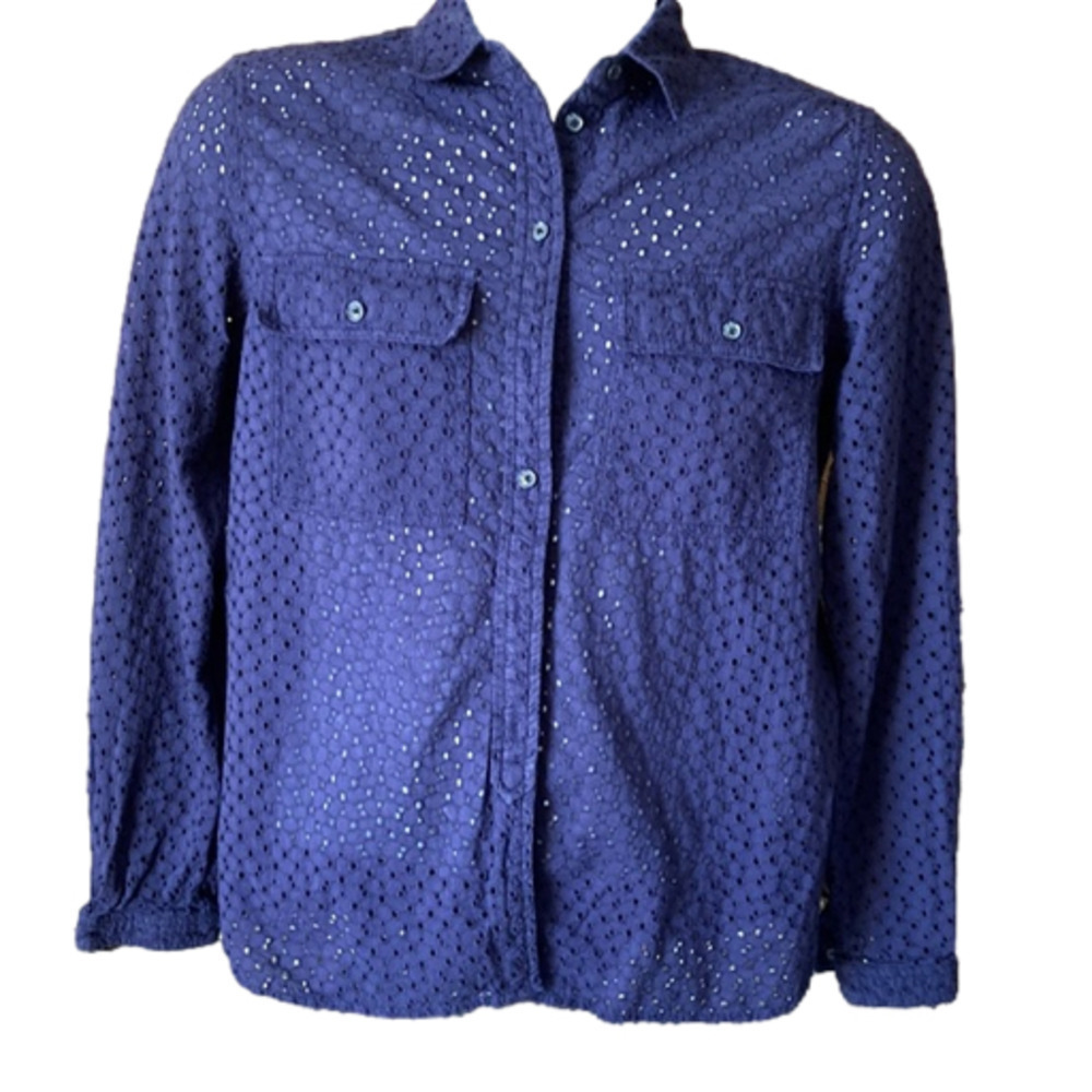 Banana Republic women Dillon Shirt Size M Perforated CoverUp Beach Travel Light
